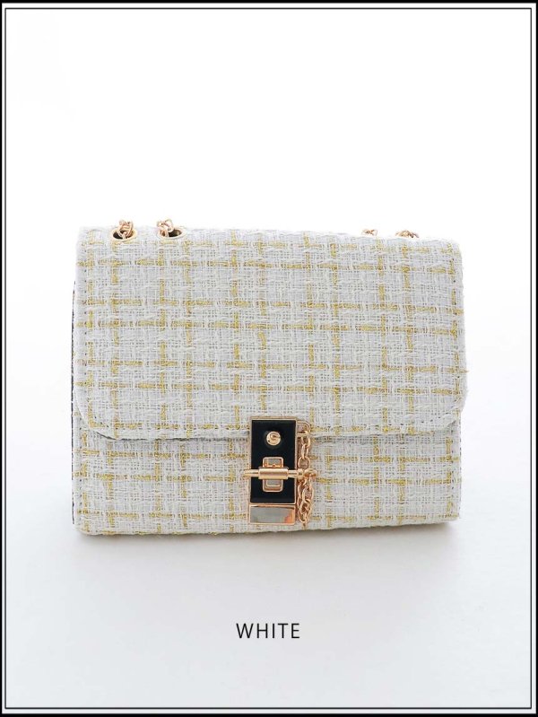 画像4: 【バッグ】2wayゴールドチェーンツイードバッグ【2カラー】[OF03]