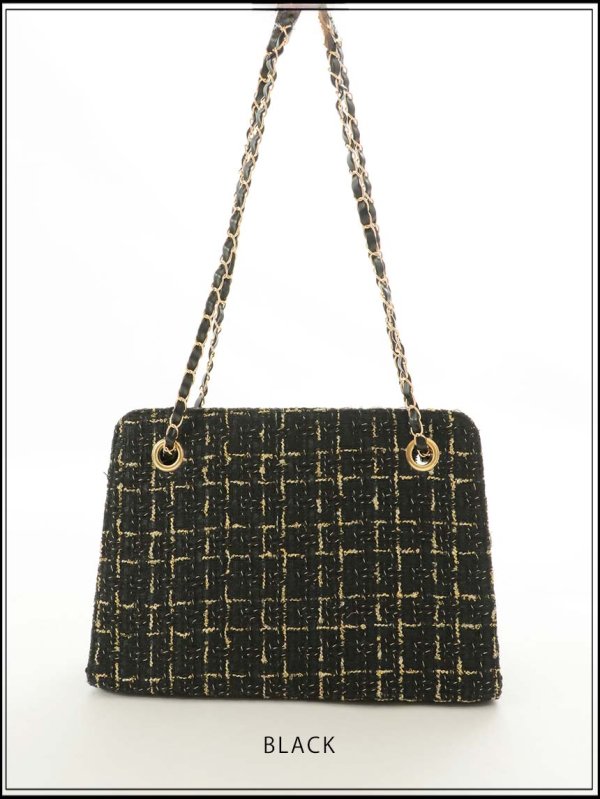 画像3: 【バッグ】ツイードチェーンショルダーバッグ【Fサイズ/2カラー】【IM】[OF04]