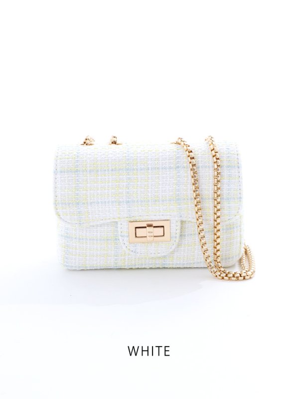 画像3: ツイードチェーンショルダーバッグ【Fサイズ/4カラー】[OF04] 【IM】