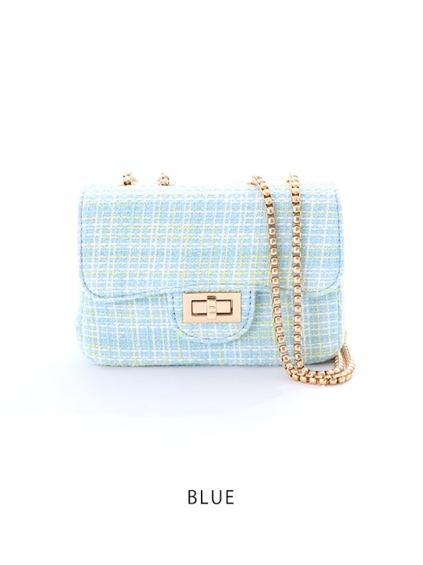 画像4: ツイードチェーンショルダーバッグ【Fサイズ/4カラー】[OF04] 【IM】