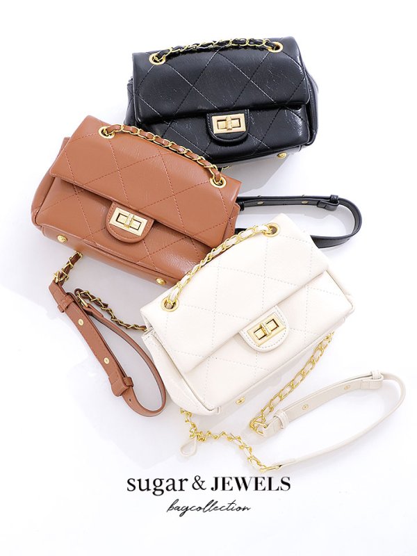 画像9: チェーン付きミニバッグ【Fサイズ/2カラー】[OF04]