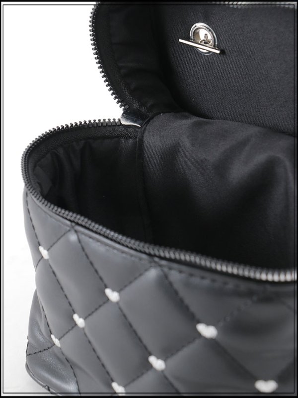 画像6: 【バッグ】チェーンショルダーハートキルティングバニティバッグ【Fサイズ/2カラー】[OF02]