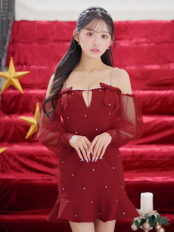 画像10: 【送料無料！】ビジューリボンマーメイドドレス/キャバドレス【YN】【XS-Lサイズ/2カラー】[OF03] 【YN】dzwe