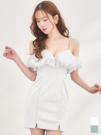 【即日発送】バルーンシフォンスリーブタイトミニドレス/キャバドレス【XS-Mサイズ/2カラー】[OF03] 【YN】dzk