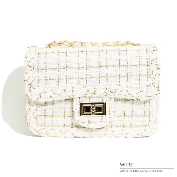 画像3: 【Angel R/エンジェルアール】ゴールドミックスチェック/ ツイード/ チェーンショルダーバッグ【Fサイズ/2カラー】[OF02]