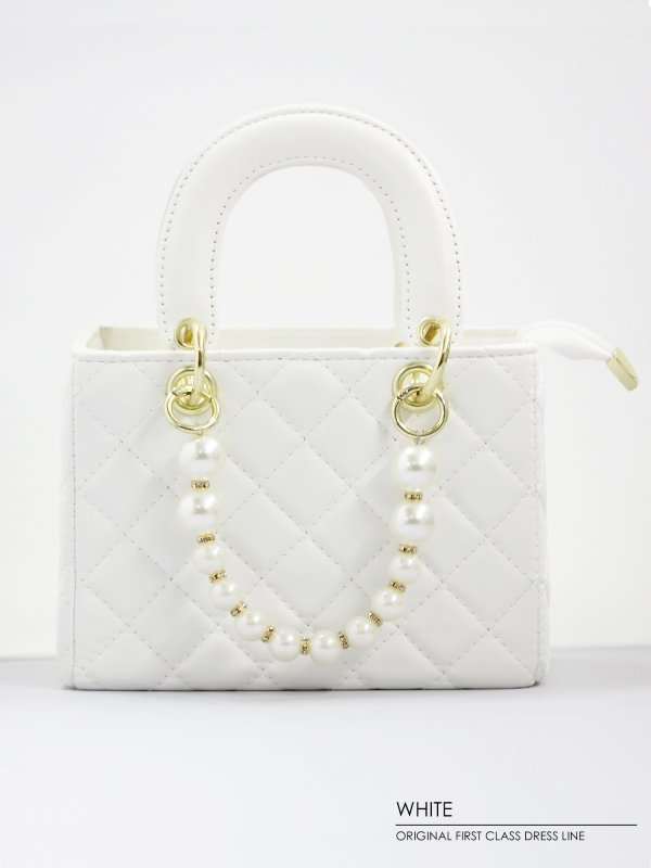 画像4: 【ANGEL R/エンジェルアール】パールチェーン付き/ キルティング/ ハンドバッグ【2カラー】[OF04] 【一部予約商品/12月下旬-1月上旬発送予定】