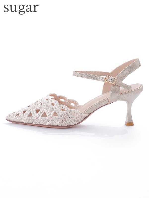 画像4: 【COMEX】 2color/ 6.5cmヒール/ ラインストーン/ レース/ ピンヒール/ ストラップサンダル[OF02]