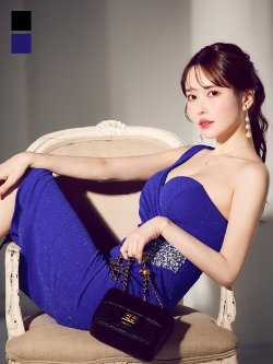 ワンショルラメウエストビジュータイトドレス/キャバドレス【S-Lサイズ/2カラー】[OF01A] 【SB】dzw