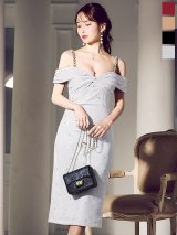 オフショルビジューラメタイトミディアムドレス/キャバドレス【S-Lサイズ/4カラー】[OF03] 【YN】dzws