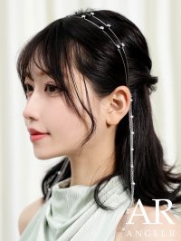 【Angel R/エンジェルアール】ビジュー/ パール/ チェーン/ 2連/ カチューシャ/ ヘアアクセ[OF02C-U]