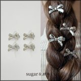 【アクセサリー：ヘアクリップ】ミニリボンヘアクリップ【1カラー】[OF08]