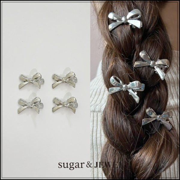 画像1: 【アクセサリー：ヘアクリップ】ミニリボンヘアクリップ【1カラー】[OF08]