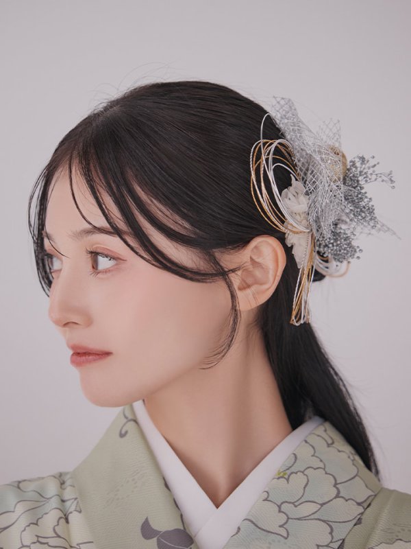 画像10: 【卒業袴小物】網チュールとドライフラワーのセット髪飾り【2カラー】