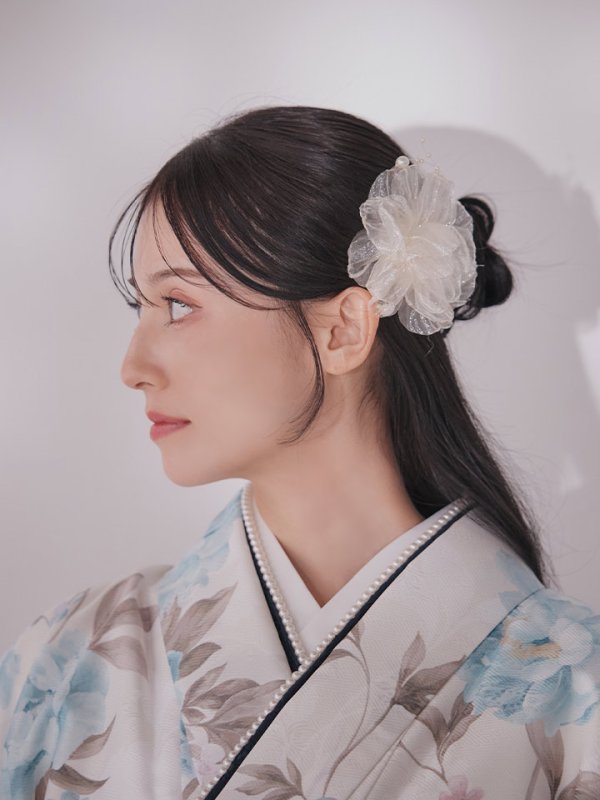 画像4: 【卒業袴小物】シフォン生地パールフラワーコサージュ【1カラー】