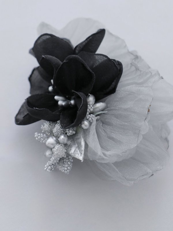 画像2: 【卒業袴小物】シルバーパーツ＆ラメチュールコサージュ【1カラー】