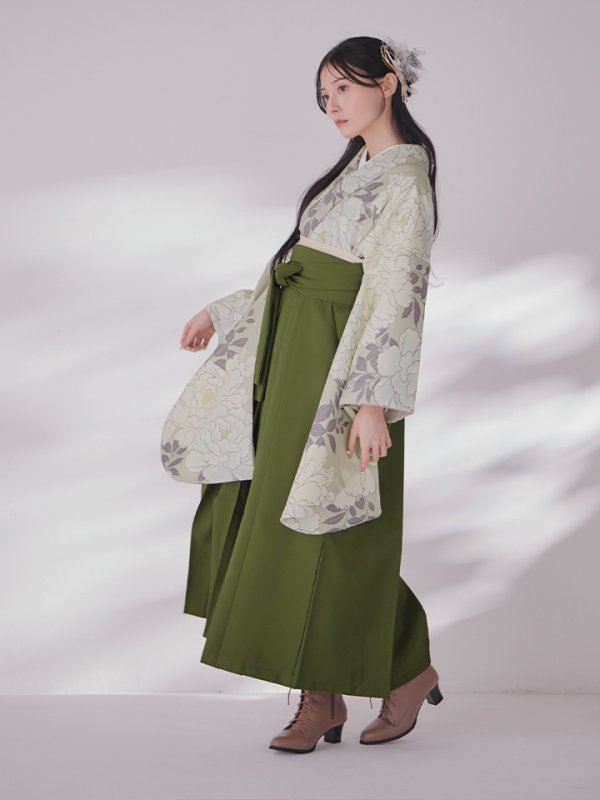 画像2: 【予約商品 / 1月中旬発送予定】白牡丹 モカ二尺袖着物【卒業袴３点セット 二尺袖着物/帯/袴】