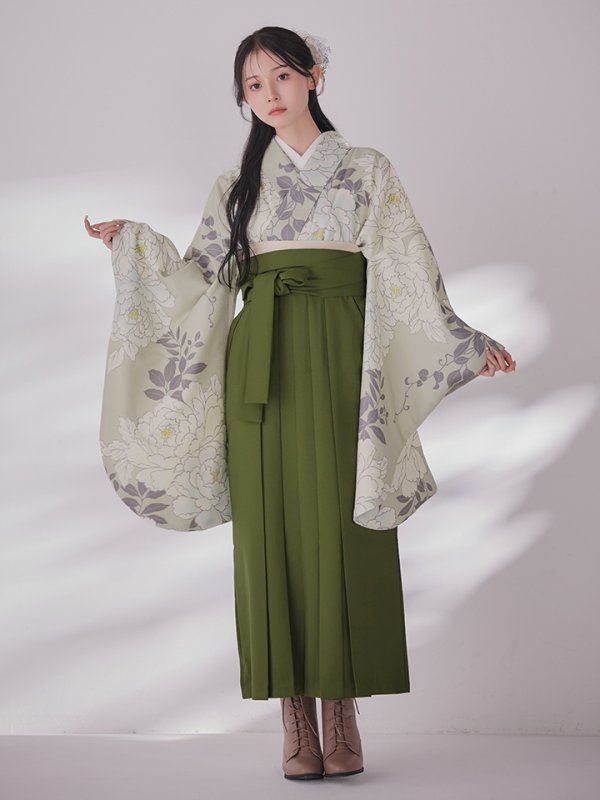 画像5: 【予約商品 / 1月中旬発送予定】白牡丹 モカ二尺袖着物【卒業袴３点セット 二尺袖着物/帯/袴】