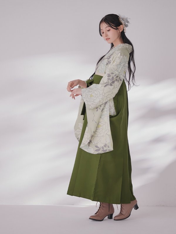 画像9: 【予約商品 / 1月中旬発送予定】白牡丹 モカ二尺袖着物【卒業袴３点セット 二尺袖着物/帯/袴】