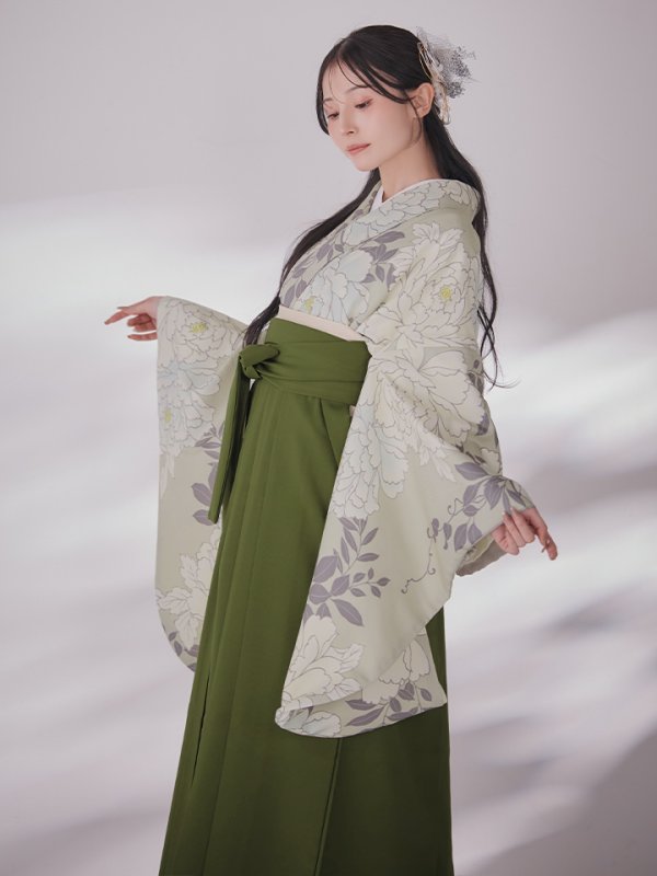 画像13: 【予約商品 / 1月中旬発送予定】白牡丹 モカ二尺袖着物【卒業袴３点セット 二尺袖着物/帯/袴】