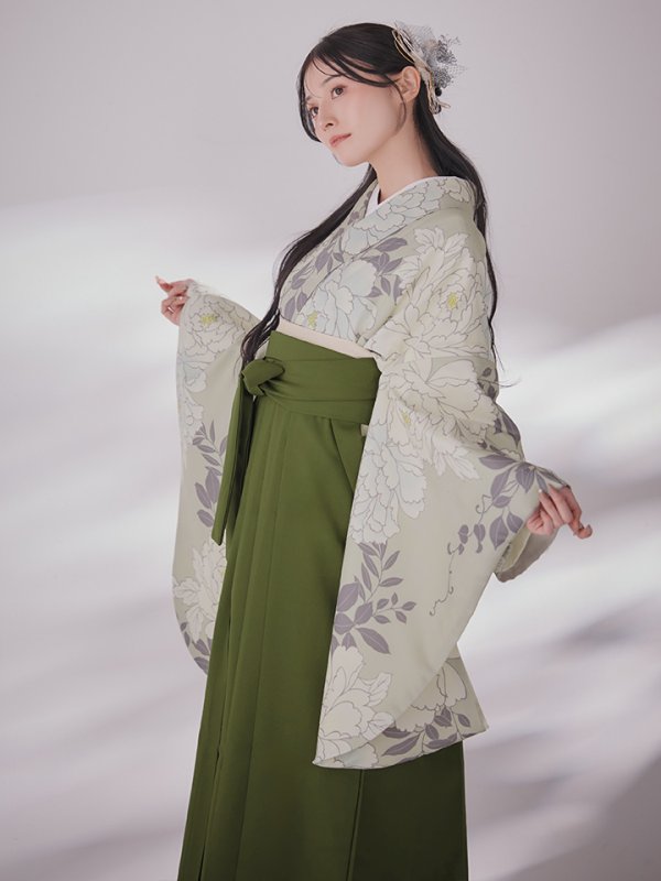 画像14: 【予約商品 / 1月中旬発送予定】白牡丹 モカ二尺袖着物【卒業袴３点セット 二尺袖着物/帯/袴】