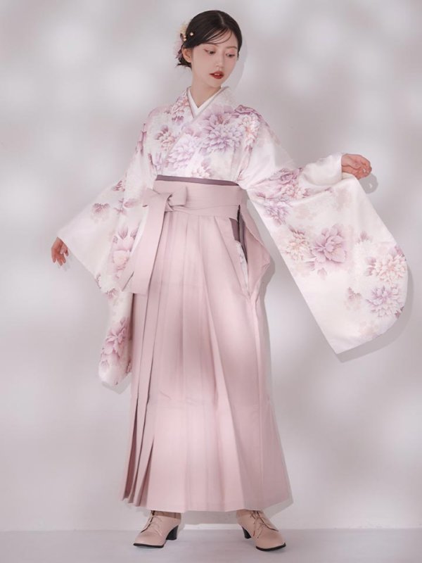 画像13: 【予約商品 / 1月中旬発送予定】ピンク牡丹×菊 ペールピンク二尺袖着物【卒業袴３点セット 二尺袖着物/帯/袴】
