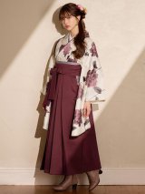 【即日発送】レッドカーネーション ベージュ二尺袖着物【卒業袴３点セット 二尺袖着物/帯/袴】