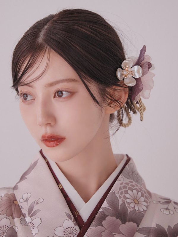 画像24: 【予約商品 / 1月中旬発送予定】ピンク牡丹 くすみピンク二尺袖着物【卒業袴３点セット 二尺袖着物/帯/袴】