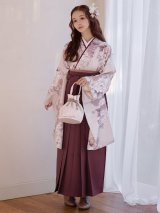 【即日発送】ピンク牡丹 くすみピンク二尺袖着物【卒業袴３点セット 二尺袖着物/帯/袴】[FB01]