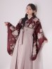 画像9: 【予約商品/1月中旬発送予定】ピンク芍薬 ワインレッド二尺袖着物【卒業袴３点セット 二尺袖着物/帯/袴】 (9)