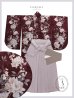 画像26: 【予約商品/1月中旬発送予定】ピンク芍薬 ワインレッド二尺袖着物【卒業袴３点セット 二尺袖着物/帯/袴】 (26)