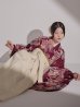 画像2: 【予約商品 / 1月中旬発送予定】菊×椿 ワインレッド二尺袖着物【卒業袴３点セット 二尺袖着物/帯/袴】 (2)