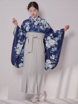 【予約商品/1月中旬発送予定】青フラワーブーケ ブルー二尺袖着物【卒業袴３点セット 二尺袖着物/帯/袴】