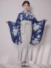 画像4: 【予約商品/1月中旬発送予定】青フラワーブーケ ブルー二尺袖着物【卒業袴３点セット 二尺袖着物/帯/袴】 (4)