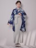 画像6: 【予約商品/1月中旬発送予定】青フラワーブーケ ブルー二尺袖着物【卒業袴３点セット 二尺袖着物/帯/袴】 (6)