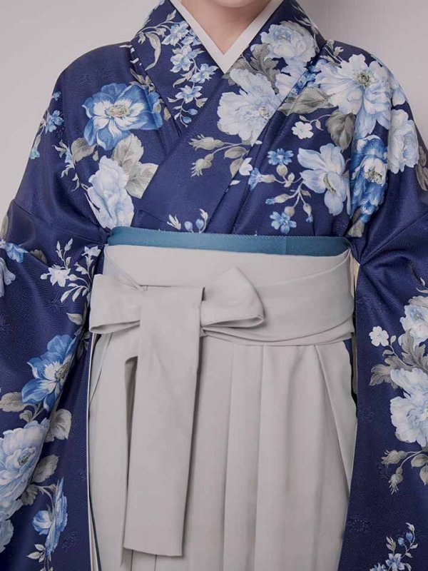 画像15: 【予約商品/1月中旬発送予定】青フラワーブーケ ブルー二尺袖着物【卒業袴３点セット 二尺袖着物/帯/袴】