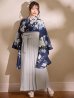 画像3: 【予約商品/1月中旬発送予定】青フラワーブーケ ブルー二尺袖着物【卒業袴３点セット 二尺袖着物/帯/袴】 (3)