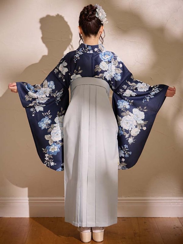 画像20: 【予約商品/1月中旬発送予定】青フラワーブーケ ブルー二尺袖着物【卒業袴３点セット 二尺袖着物/帯/袴】