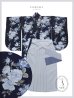 画像34: 【予約商品/1月中旬発送予定】青フラワーブーケ ブルー二尺袖着物【卒業袴３点セット 二尺袖着物/帯/袴】 (34)