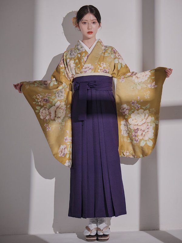 画像4: 【予約商品 / 1月中旬発送予定】黄フラワーブーケ イエロー二尺袖着物【卒業袴３点セット 二尺袖着物/帯/袴】