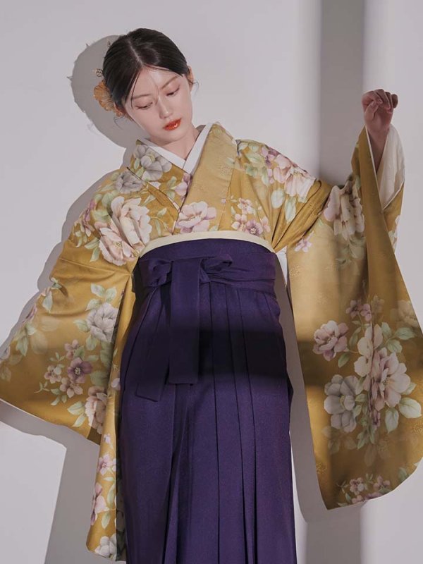 画像11: 【予約商品 / 1月中旬発送予定】黄フラワーブーケ イエロー二尺袖着物【卒業袴３点セット 二尺袖着物/帯/袴】