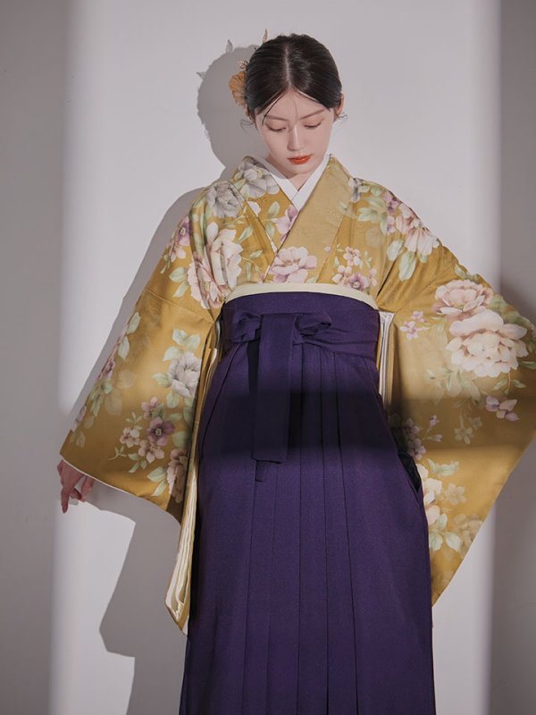 画像15: 【予約商品 / 1月中旬発送予定】黄フラワーブーケ イエロー二尺袖着物【卒業袴３点セット 二尺袖着物/帯/袴】