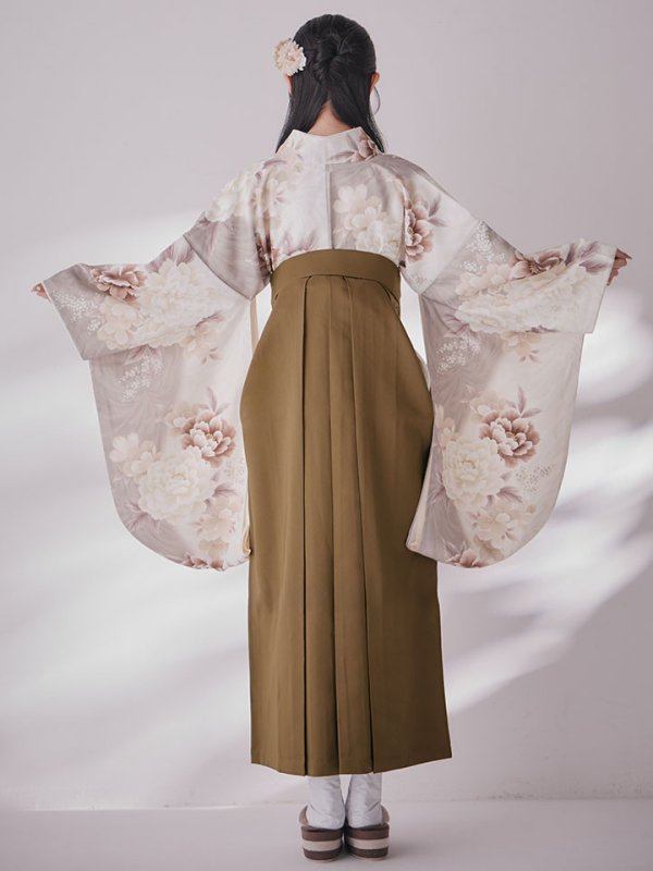 画像19: 【予約商品/1月中旬発送予定】グレーピンクフラワー グラデーション二尺袖着物【卒業袴３点セット 二尺袖着物/帯/袴】