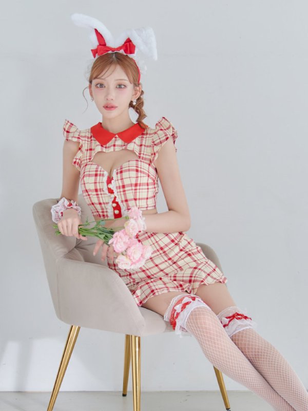 画像29: 【値下げ！】【即日発送】【ハロウィン】 チェックバニーセットアップ  【コスプレ6点セット】【XS-Lサイズ/2カラー】[OF04]
