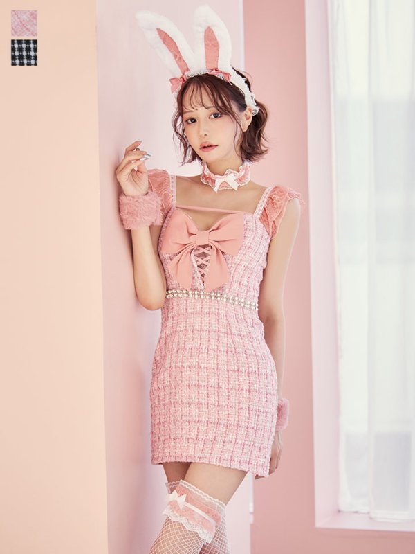 画像3: 【SALE!!】【即日発送】【ハロウィン】 ツイードバニーミニワンピ 【コスプレ6点セット】【S-Lサイズ/2カラー】[HC03]