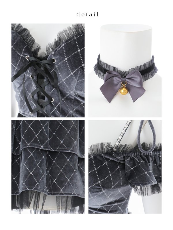 画像37: 【即日発送】【ハロウィン】キャットオフショルビジューセットアップ【コスプレ6点セット】【XS-Lサイズ/3カラー】[HC03]