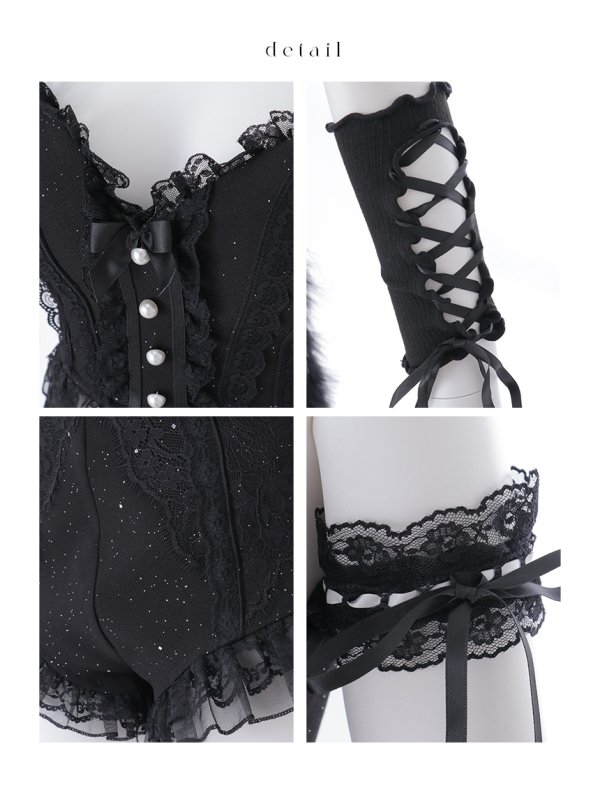 画像18: 【マリームーンコラボ】【ハロウィン】黒猫ビスチェセットアップ【コスプレ7点セット】【XS-Lサイズ/1カラー】[HC03]