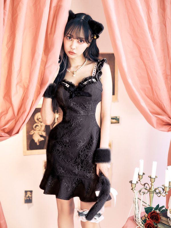 画像2: 【即日発送】【ハロウィン】【LARME/ラルム掲載】 キャットレースミニワンピ 【コスプレ5点セット】【XS-Mサイズ/3カラー】[YMT]