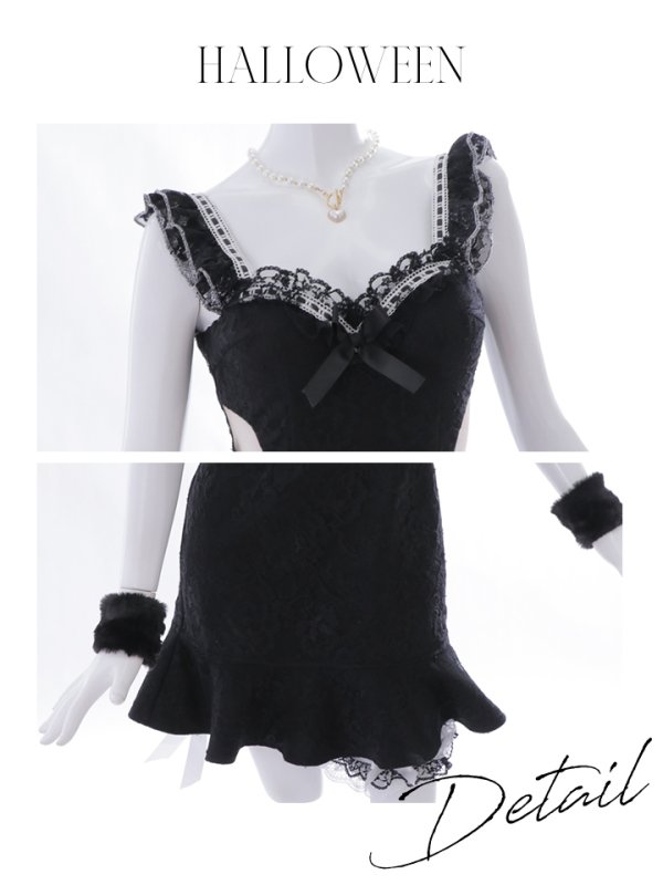 画像40: 【即日発送】【ハロウィン】緩苺ちゃん着用 キャットレースミニワンピ 【コスプレ5点セット】【XS-Mサイズ/3カラー】[OF04]