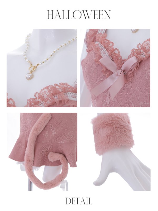 画像33: 【即日発送】【ハロウィン】緩苺ちゃん着用 キャットレースミニワンピ 【コスプレ5点セット】【XS-Mサイズ/3カラー】[OF04]