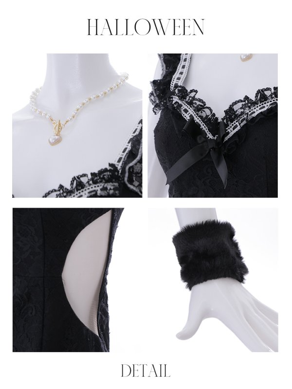 画像41: 【即日発送】【ハロウィン】緩苺ちゃん着用 キャットレースミニワンピ 【コスプレ5点セット】【XS-Mサイズ/3カラー】[OF04]